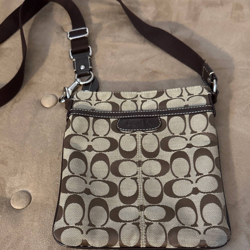 Coach Brown and Cream Crossbody Bag